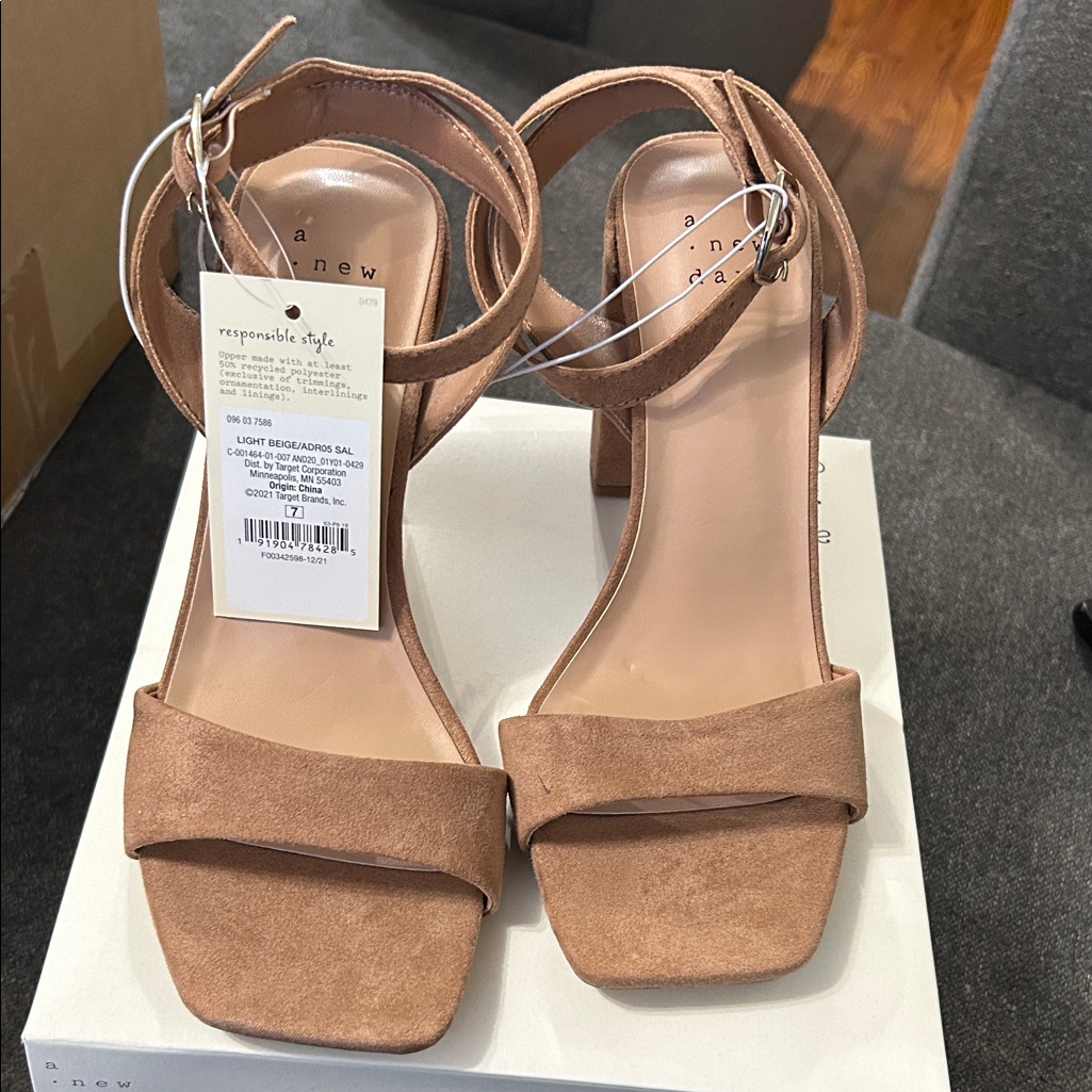 A New Day Women's Brown Ankle Strap Heels